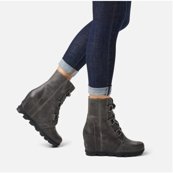 Sorel Women's Joan of Arctic‎ Wedge II in Quarry and Black Size 11 M New - Picture 1 of 7